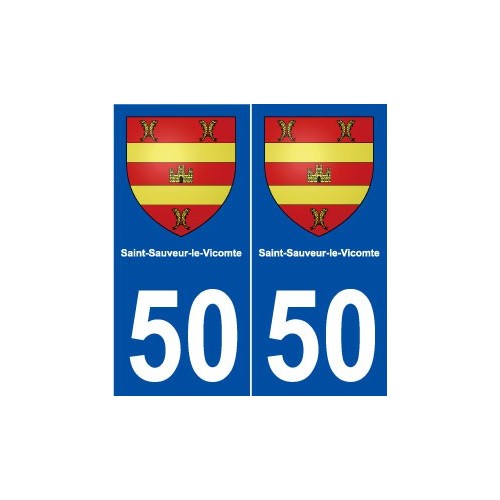 50 Saint-Sauveur-le-Vicomte blason autocollant plaque stickers ville