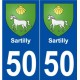 50 Sartilly blason autocollant plaque stickers ville