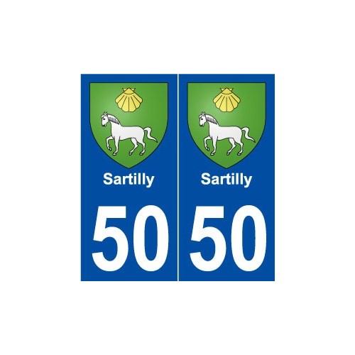 50 Sartilly blason autocollant plaque stickers ville