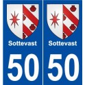 50 Sottevast blason autocollant plaque stickers ville