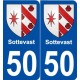 50 Sottevast blason autocollant plaque stickers ville
