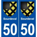 50 Sourdeval blason autocollant plaque stickers ville