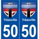 50 Tréauville blason autocollant plaque stickers ville