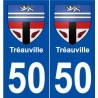 50 Tréauville blason autocollant plaque stickers ville
