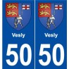 50 Vesly blason autocollant plaque stickers ville