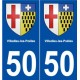 50 Villedieu-les-Poêles blason autocollant plaque stickers ville