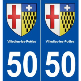50 Villedieu-les-Poêles blason autocollant plaque stickers ville