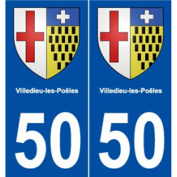 50 Villedieu-les-Poêles blason autocollant plaque stickers ville