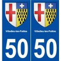 50 Villedieu-les-Poêles blason autocollant plaque stickers ville