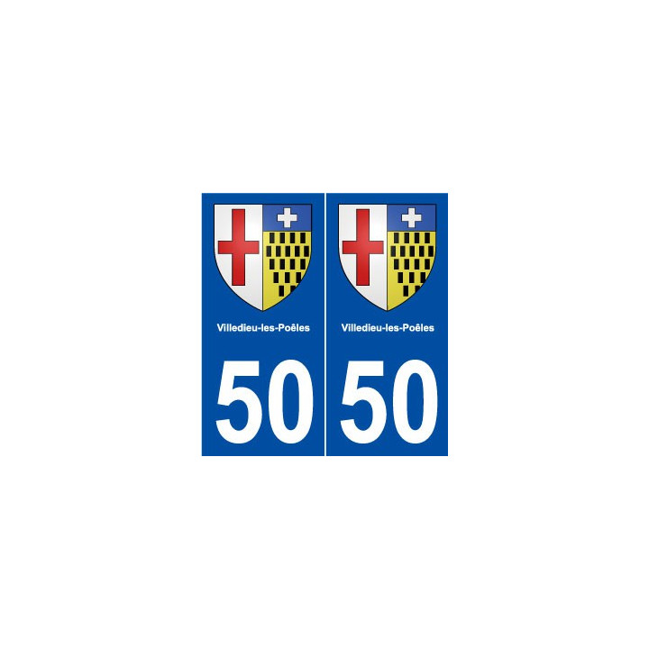 50 Villedieu-les-Poêles blason autocollant plaque stickers ville
