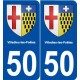 50 Villedieu-les-Poêles blason autocollant plaque stickers ville