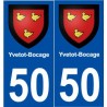 50 Yvetot-Bocage blason autocollant plaque stickers ville