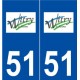 51 Witry-lès-Reims logo autocollant plaque stickers ville