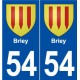 54 Briey blason autocollant plaque stickers ville