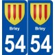 54 Briey blason autocollant plaque stickers ville