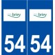 54 Briey logo autocollant plaque stickers ville