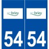 54 Briey logo autocollant plaque stickers ville