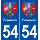 54 Écrouves blason autocollant plaque stickers ville