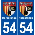 54 Herserange blason autocollant plaque stickers ville