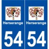 54 Herserange logo autocollant plaque stickers ville