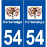 54 Herserange logo autocollant plaque stickers ville