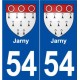 54 Jarny blason autocollant plaque stickers ville