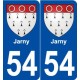 54 Jarny blason autocollant plaque stickers ville