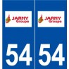 54 Jarny logo autocollant plaque stickers ville