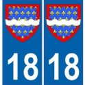 18 Cher autocollant plaque blason armoiries stickers département