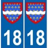 18 Cher autocollant plaque blason armoiries stickers département