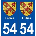 54 Ludres blason autocollant plaque stickers ville