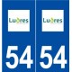 54 Ludres logo autocollant plaque stickers ville