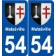 54 Malzéville blason autocollant plaque stickers ville