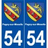 54 Pagny-sur-Moselle blason autocollant plaque stickers ville