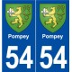 54 Pompey blason autocollant plaque stickers ville