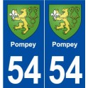 54 Pompey blason autocollant plaque stickers ville