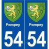 54 Pompey blason autocollant plaque stickers ville