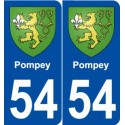 54 Pompey blason autocollant plaque stickers ville