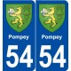 54 Pompey blason autocollant plaque stickers ville