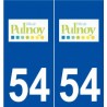 54 Pulnoy logo autocollant plaque stickers ville