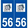56 Brech logo autocollant plaque stickers ville