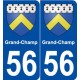 56 Grand-Champ blason autocollant plaque stickers ville