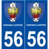 56 Inzinzac-Lochrist escudo de armas de la etiqueta engomada de la placa de pegatinas de la ciudad