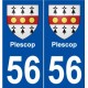 56 Plescop blason autocollant plaque stickers ville