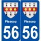 56 Plescop blason autocollant plaque stickers ville