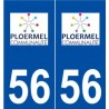 56 Ploermel logotipo de la etiqueta engomada de la placa de pegatinas de la ciudad