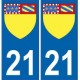 21 Côte d'Or autocollant plaque blason armoiries stickers département