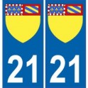 21 Côte d'Or autocollant plaque blason armoiries stickers département