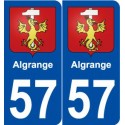 57 Algrange blason autocollant plaque stickers ville