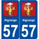 57 Algrange blason autocollant plaque stickers ville